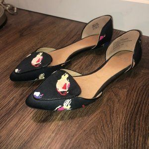Shelly's London Graphic Print on Black Ladies Flats Size 9